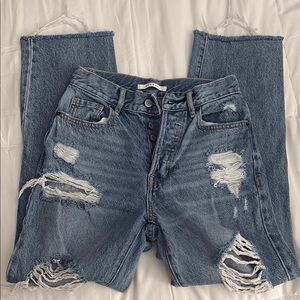 PacSun Light Blue Distressed High Rise Straight Jeans